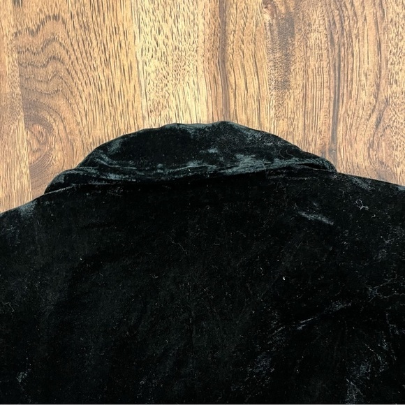 NY Collection sz medium black velvet tie front blazer with fringe trim - Picture 12 of 16